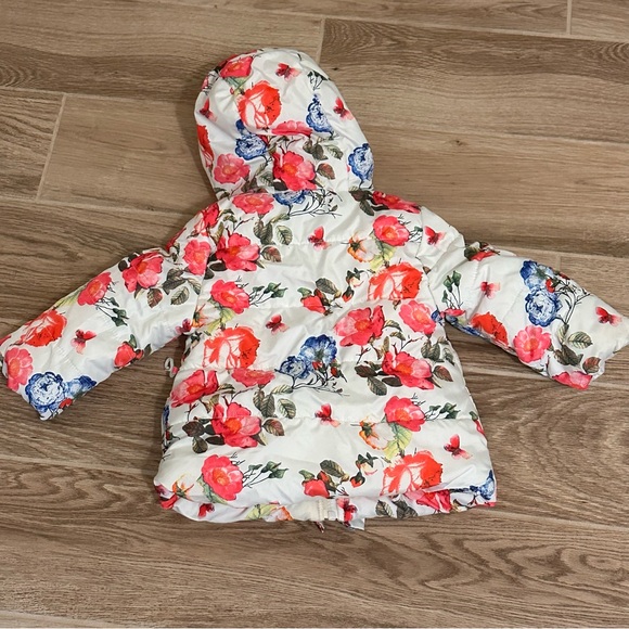 Rothschild Baby Girls Ruffle Jacket White Pink Floral Winter Coat Size 12 Mos - Picture 7 of 10